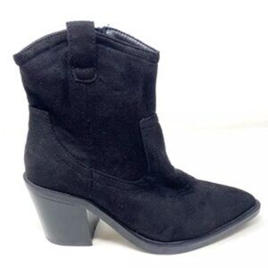 TOP MODA Women's Heaven Western Heeled Zip Ankle Boot Black Size 6.5